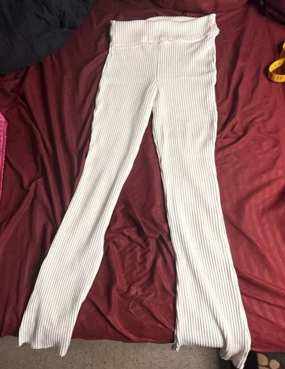 Wild Fable Ribbed Knit foldover Flare Pants Size XS White